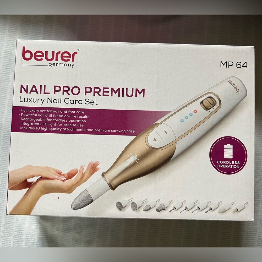 “Beurer” Cordless 14-piece Professional Manicure & Pedicure Nail Drill Kit, MP64
